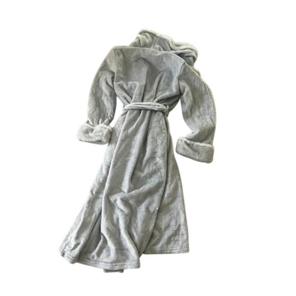 EUC Anne Klein soft plush light gray robe women size L/XL comfy cozy winter warm - Picture 5 of 5